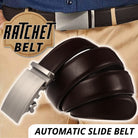 Microfiber Leather Mens Ratchet Belt Belts For Men Adjustable Automatic Buckle Dark Brown - Stormyjay