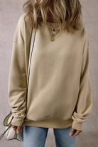 Parchment Solid Fleece Loose Crew Neck Sweatshirt - Stormyjay