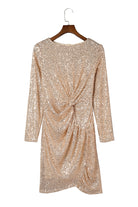 Apricot Knot Pack Hip Sequin Dress - Stormyjay