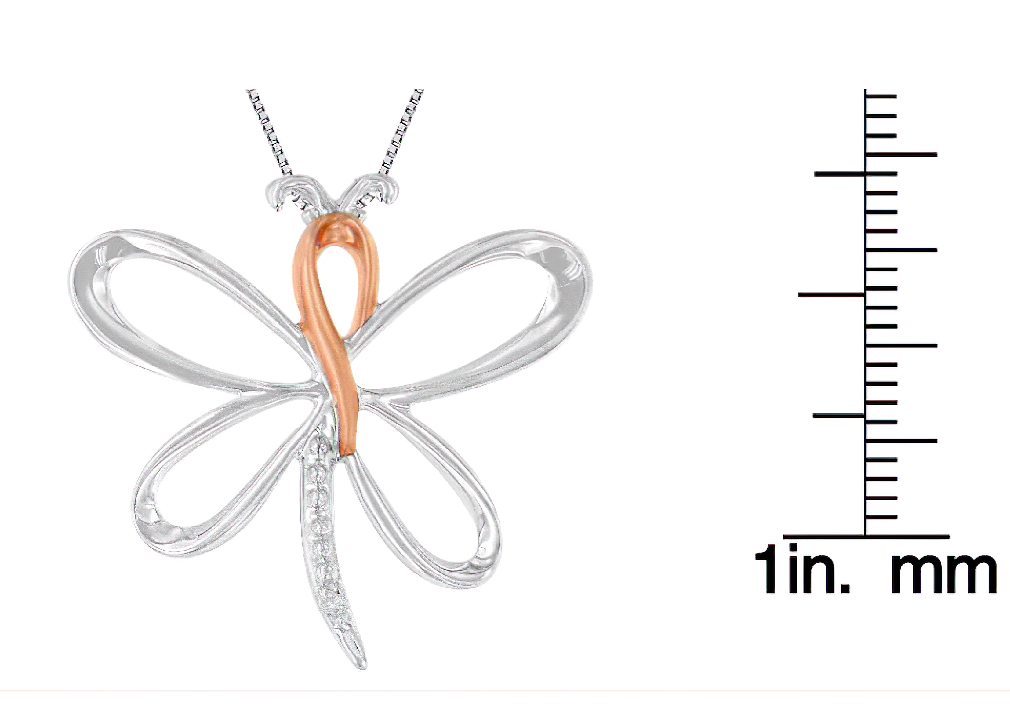 10K Rose Gold over .925 Sterling Silver Diamond-Accented Dragonfly 18" Pendant Necklace (H-I Color, I1-I2 Clarity) - Stormyjay