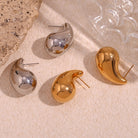 1 pair simple style classic style water droplets plating stainless steel 18k gold plated ear studs - Stormyjay