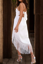 Fringe High-Low Square Neck Cami Dress - Stormyjay