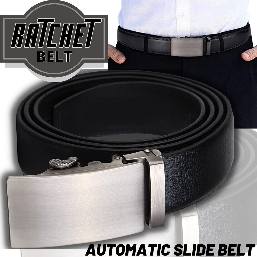 Microfiber Leather Mens Ratchet Belt, Belts For Men Adjustable Automatic Buckle - Stormyjay