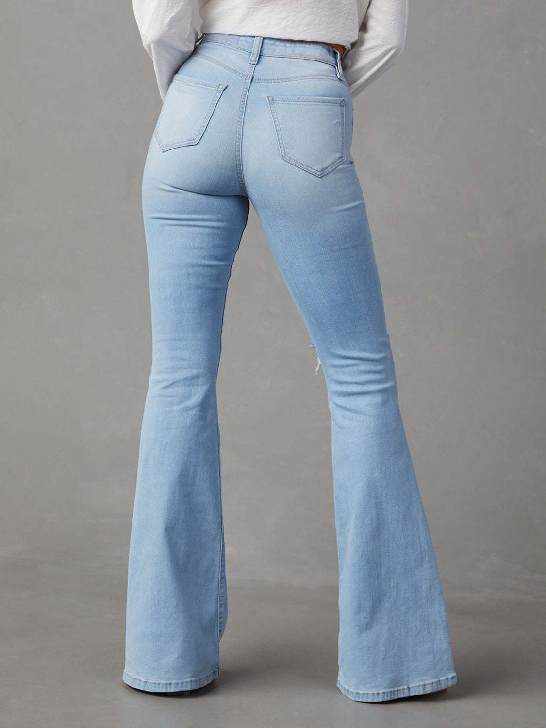 Distressed Bootcut Jeans with Pockets - Stormyjay