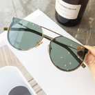 star with the same paragraph sunglasses female big box plain face photo sunglasses cut edge half frame sunglasses men glasses - Stormyjay