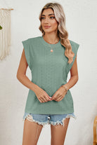 Eyelet Round Neck Tank - Stormyjay