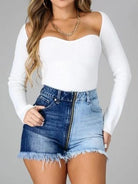 Zipper Slimming High Waisted Denim Short Style HEDVVQ4QHN - Stormyjay