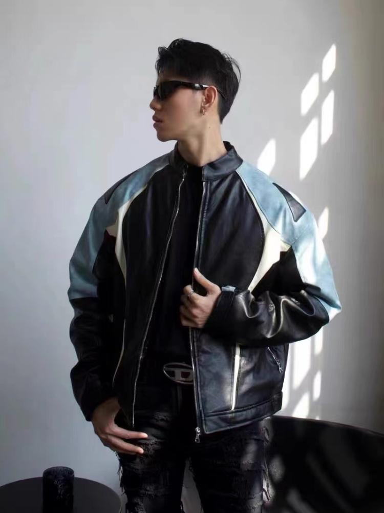 Leather Motorcycle Windproof Jacket For Men - Stormyjay