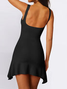 High-Waisted Slim-Fit V-Neck Halter Dress HEDVBP3QWY - Stormyjay