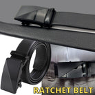 Microfiber PU Leather Ratchet Belt Belts For Men Adjustable Slide Buckle Black - Stormyjay