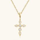 925 Sterling Silver Moissanite Cross Pendant Necklace - Stormyjay