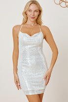 Sequin Spaghetti Strap Mini Wrap Dress - Stormyjay