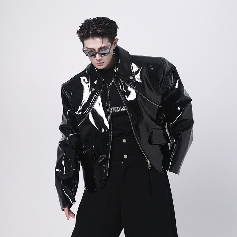 Bright PU Leather Jacket For Men - Stormyjay