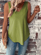 Eyelet V-Neck Wide Strap Tank - Stormyjay