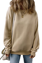 Parchment Solid Fleece Loose Crew Neck Sweatshirt - Stormyjay