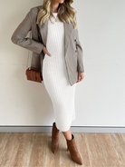 Stretchy Casual Midi Dress With Slit H4QDHW3WHN - Stormyjay