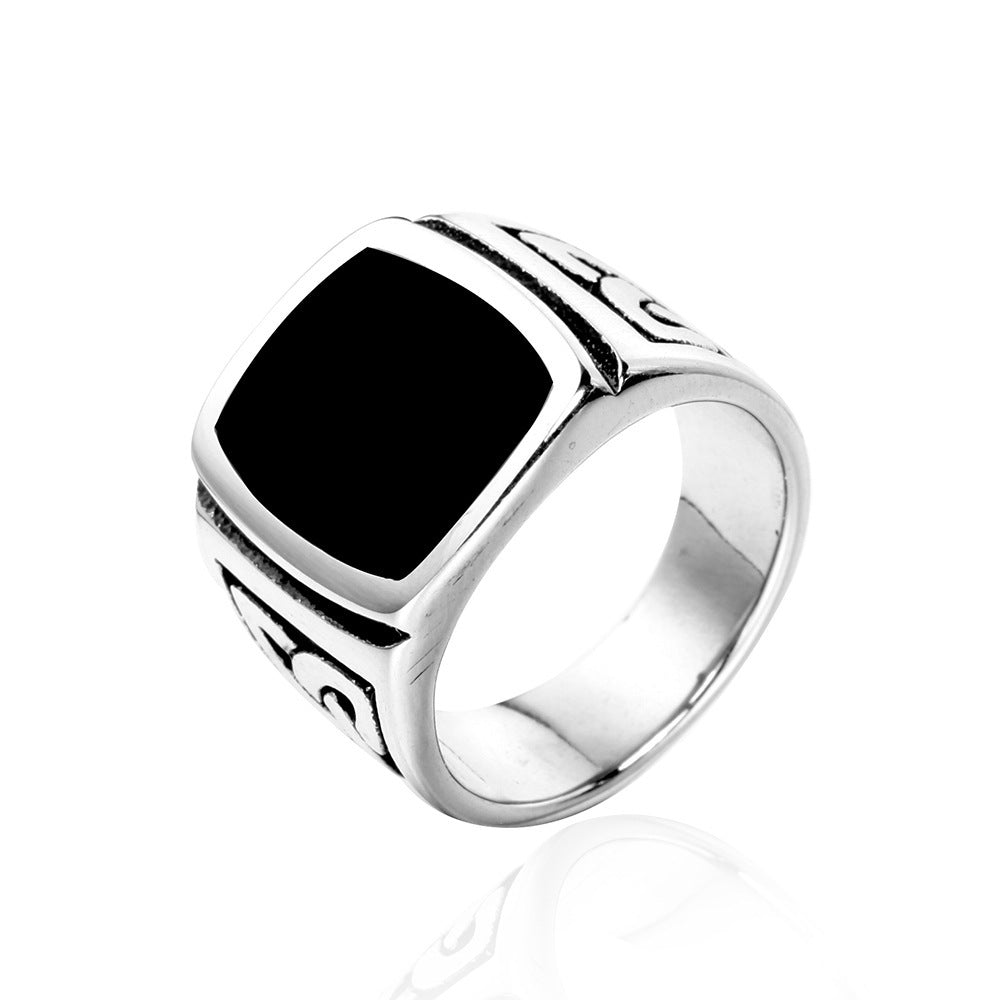 Explore wholesale vintage men's rings featuring a black dripping design in unique and stylish jewelry. - Stormyjay