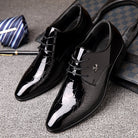 Shiny Lace-Up Single Shoes Fashion Dress Shoes - Stormyjay