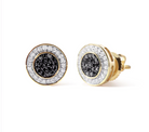 Men's 10K Yellow Gold 1/3 Cttw White and Black Treated Diamond Earring (Black / I-J Color, I2-I3 Clarity) - Stormyjay