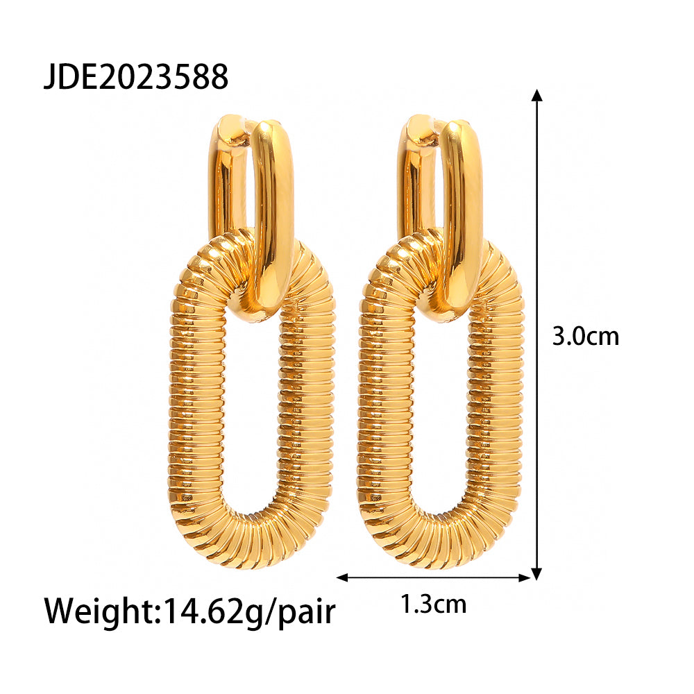 1 pair fashion oval stainless steel plating drop earrings - Stormyjay