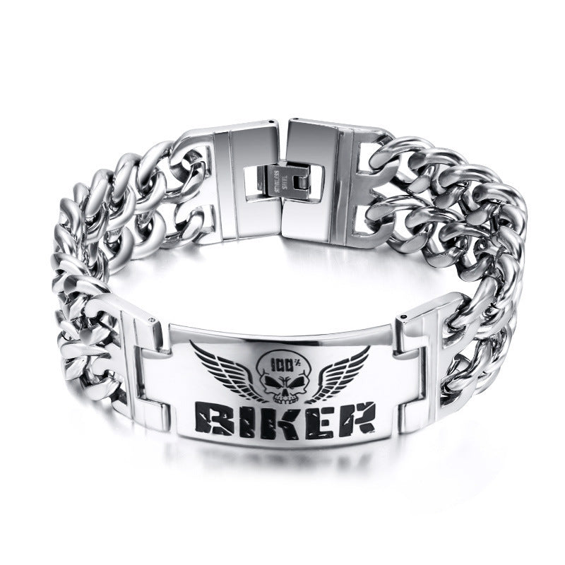 Check out Vnox Biker Bracelets – men's jewelry with a 316L stainless steel skull and double chain charm, an ideal gift. - Stormyjay