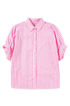 Pink Stripe Button Up Dolman Shirt - Stormyjay