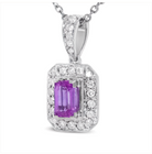 18K White Gold 6x4mm Pink Sapphire and 1/4 Cttw Pave-Set Round Diamond Pendant 18" Necklace - (H-I Color, VS1-VS2 Clarity) - Stormyjay