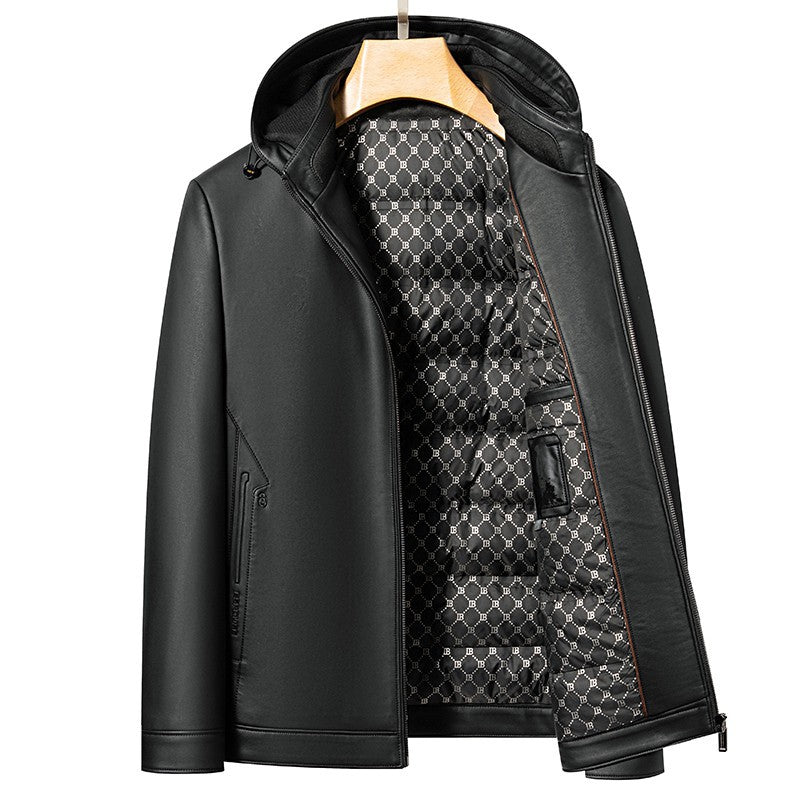 Fashion Personality Leather Down Jacket Men - Stormyjay