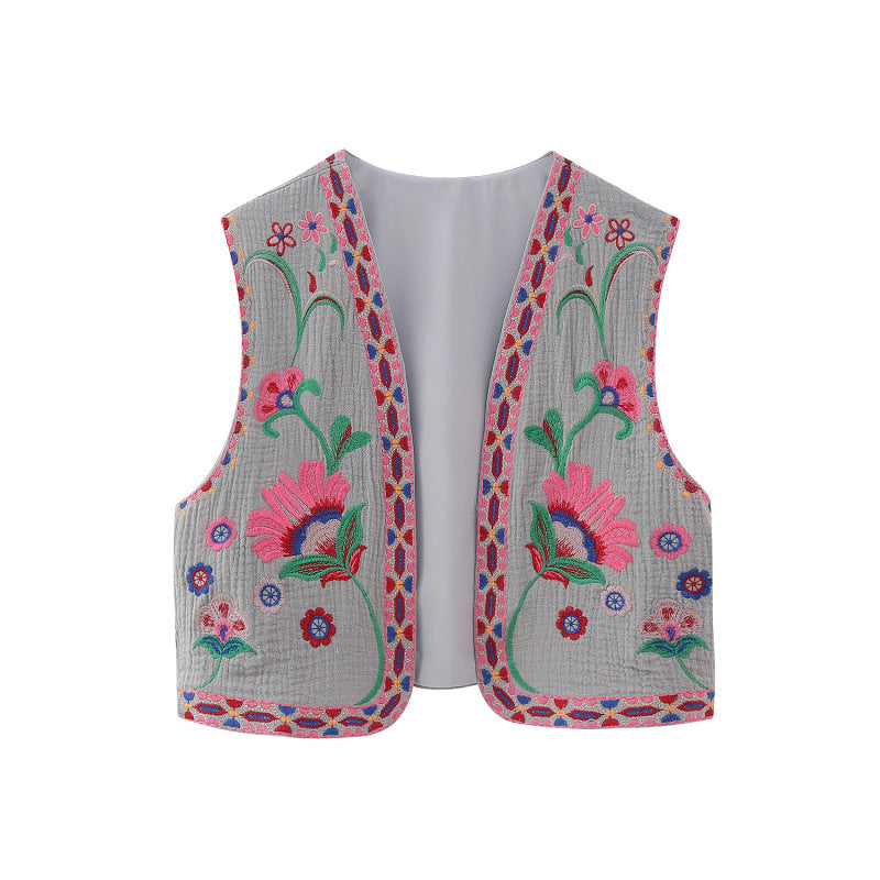 New Ladies Fashion Embroidered Cardigan Vest Vest - Stormyjay