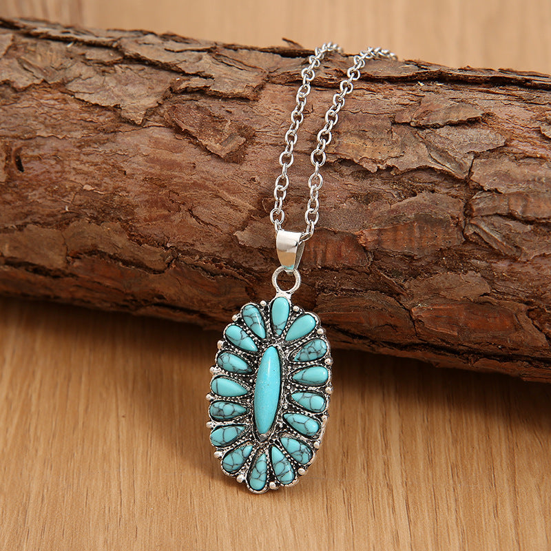 Artificial Turquoise Pendant Alloy Necklace - Stormyjay