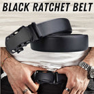 Microfiber Leather Ratchet Belt Adjustable Automatic Buckle Black Belts For Men - Stormyjay