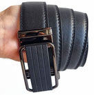 Microfiber Leather Mens Ratchet Belt Belts For Men Adjustable Size, Slide Buckle - Stormyjay