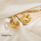 1 pair simple style classic style c shape plating stainless steel 14k gold plated ear studs - Stormyjay