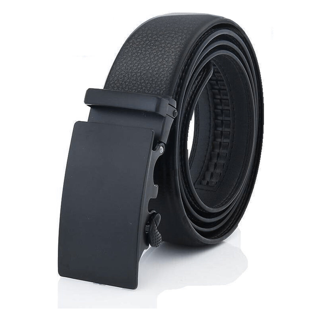 Microfiber Leather Mens Ratchet Belt Belts For Men Adjustable Automatic Buckle Black - Stormyjay