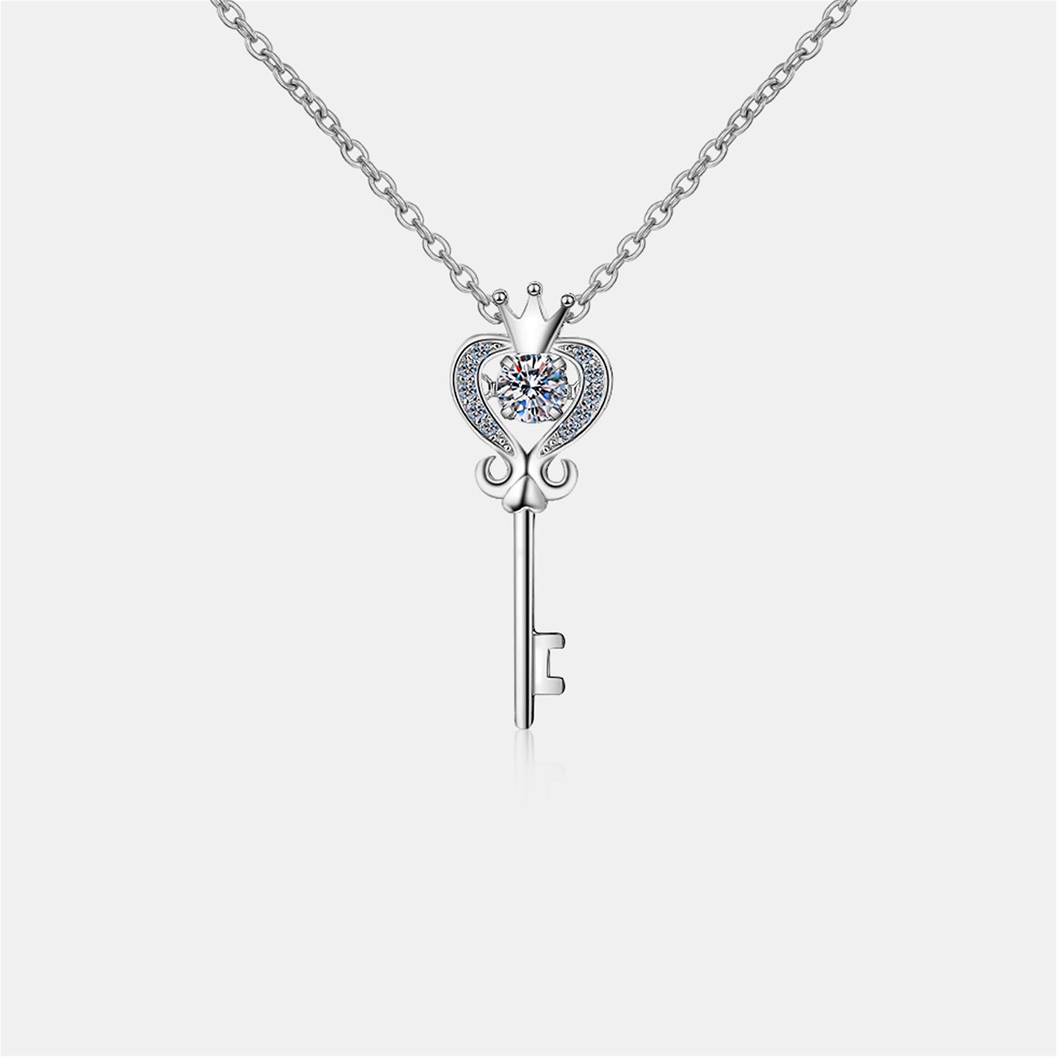 Key Shape Moissanite 925 Sterling Silver Necklace - Stormyjay