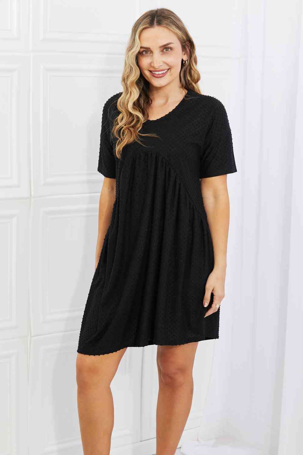 BOMBOM Another Day Swiss Dot Casual Dress in Black - Stormyjay