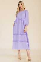 Celeste Full Size Tiered-Ruffle Midi Dress - Stormyjay