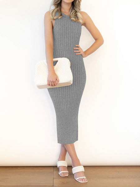 Stretchy Casual Midi Dress With Slit H4QDHW3WHN - Stormyjay