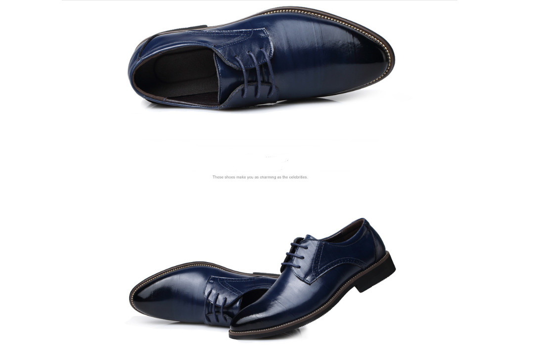 Large-size men's leather dress shoes, blending business sophistication with casual style. - Stormyjay