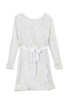 Silvery Sequin Long Sleeve Tie Waist Mini Dress - Stormyjay