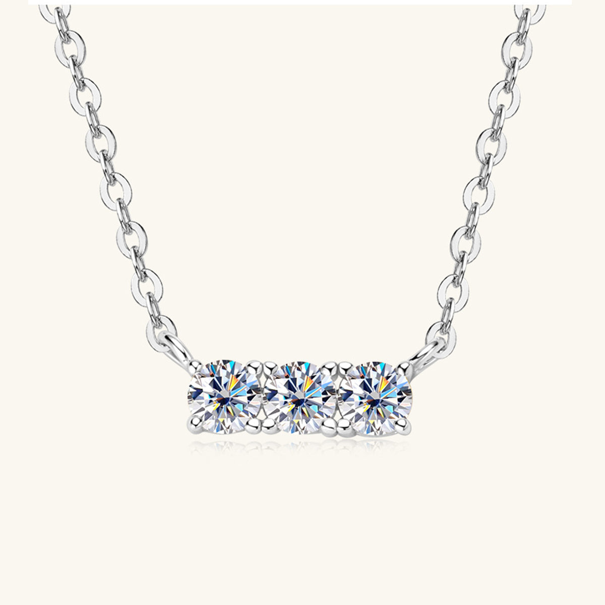 925 Sterling Silver Inlaid Moissanite Bar Necklace - Stormyjay