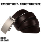 Microfiber Leather Mens Ratchet Belt Belts For Men Adjustable Automatic Buckle Dark Brown - Stormyjay