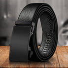 Microfiber Leather Mens Ratchet Belt Belts For Men Adjustable Automatic Buckle Black - Stormyjay