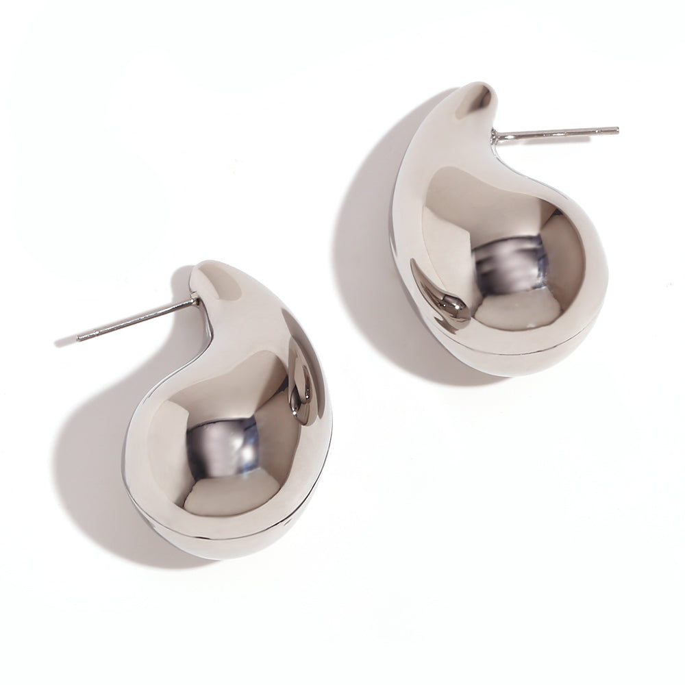 1 pair simple style classic style water droplets plating stainless steel 18k gold plated ear studs - Stormyjay