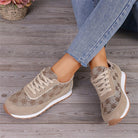 Flower Print Lace-up Sneakers Casual Fashion Lightweight Breathable Walking Running Sports Shoes Women Flats - Stormyjay