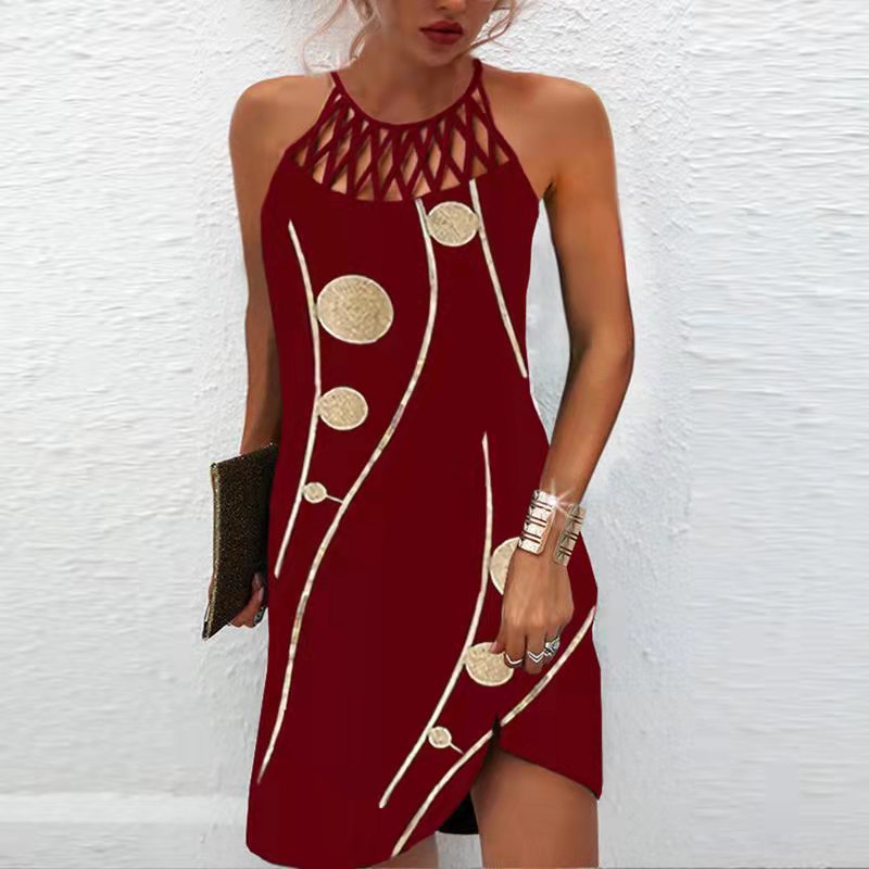 Fashion Print Casual Halter neck Dresses for Women Summer Clothes - Stormyjay