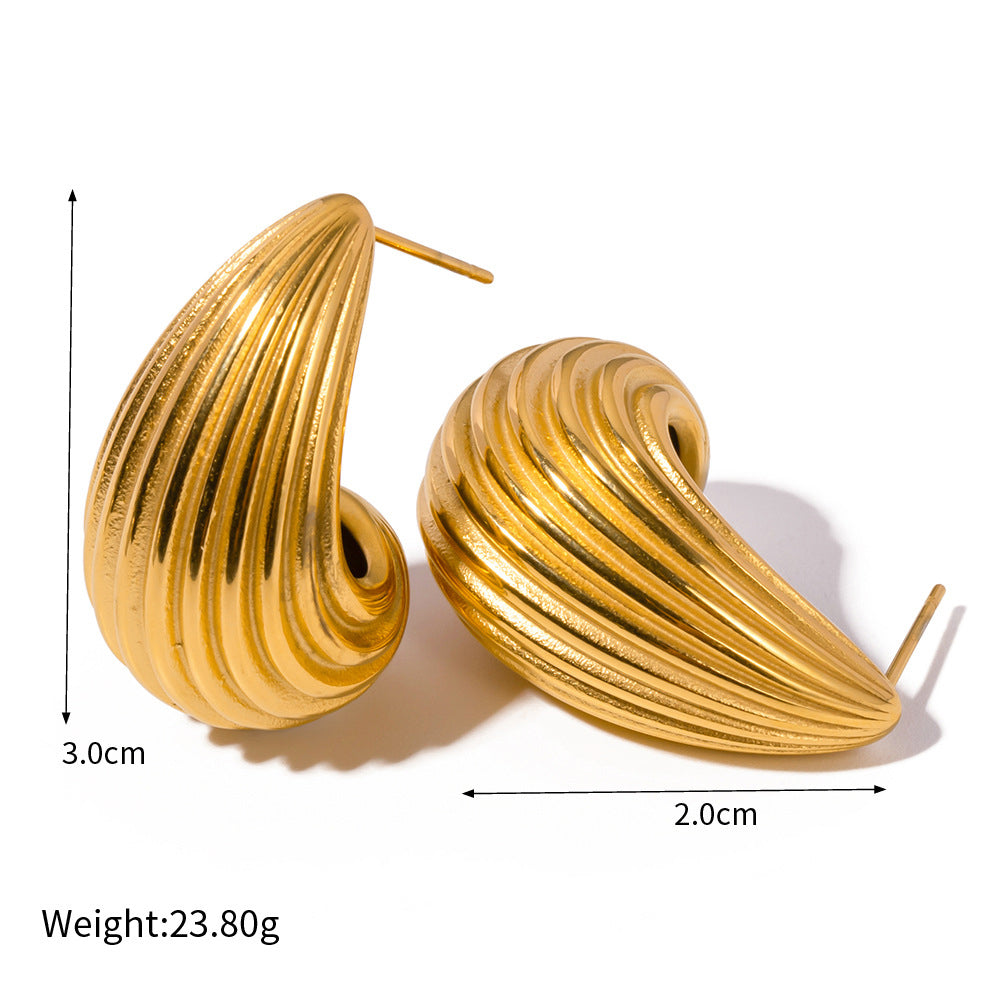 1 pair ig style vintage style solid color plating stainless steel 18k gold plated ear studs - Stormyjay