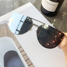 star with the same paragraph sunglasses female big box plain face photo sunglasses cut edge half frame sunglasses men glasses - Stormyjay