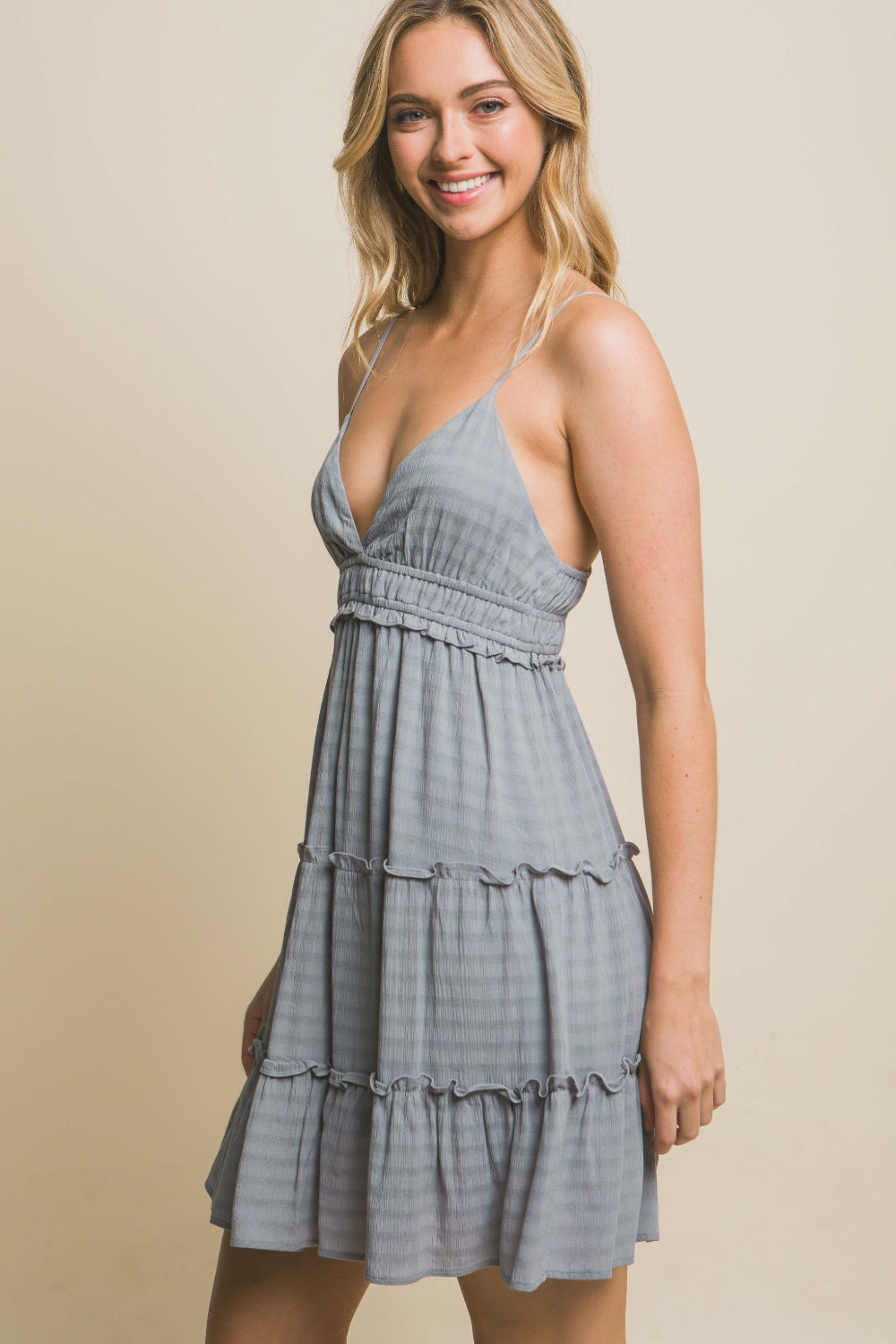 Love Tree Frill V-Neck Cami Dress - Stormyjay