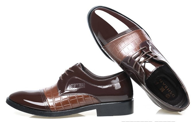 Step into fall fashion with pointed leather business dress shoes for men. - Stormyjay